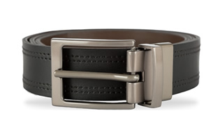 REVERSIBLE BROWN AND BLACK LEATHER BELT