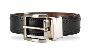 REVERSIBLE BLACK AND BROWN LEATHER BELT