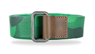 Cinturón en reata de algodón en color verde estampada