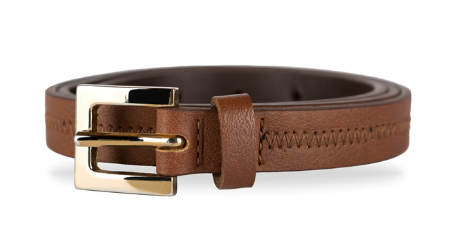 HONEY PU LEATHER BELT WITH LEATHER LINING