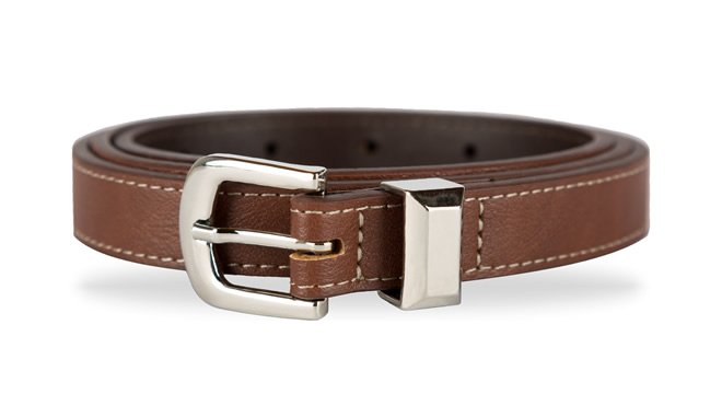 BROWN PU LEATHER BELT WITH LEATHER LINING