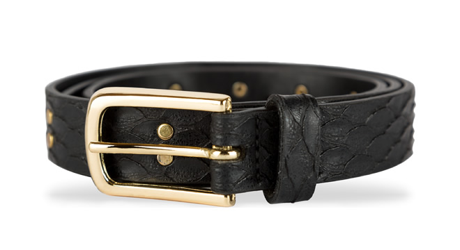 BLACK PU LEATHER BELT WITH LEATHER LINING