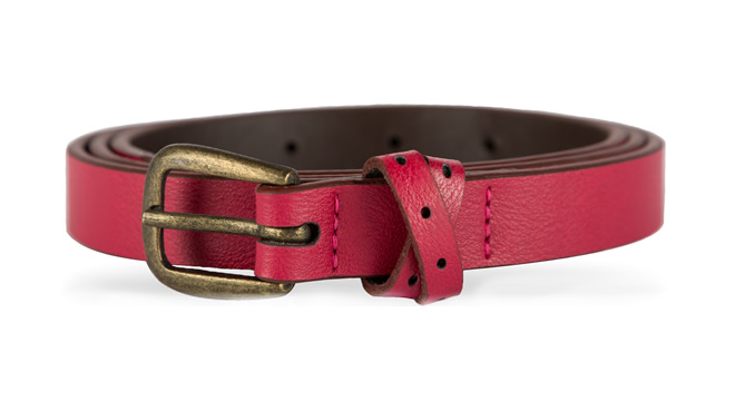 RED PU LEATHER BELT WITH LEATHER LINING