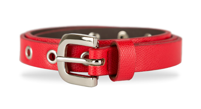 RED PU LEATHER BELT WITH LEATHER LINING